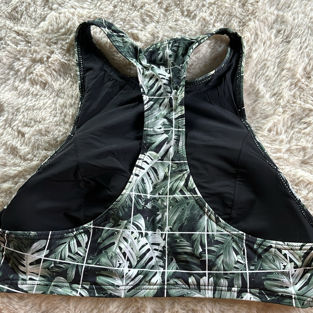 Onia zip up tropical print bikini top, size large - Picture 6 of 7